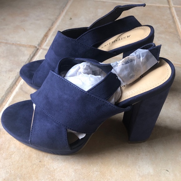 Deep blue JustFab strappy heels - Picture 3 of 6